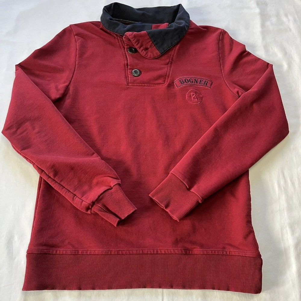 Vintage Bogner Sweatshirt Pullover Red Size Small Large Buttons Logo